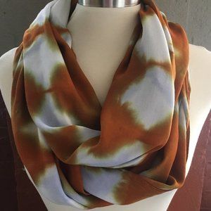 SOLD: LOCAL PICKUP "Diamond" Rust & Blue Rayon Infinity scarf